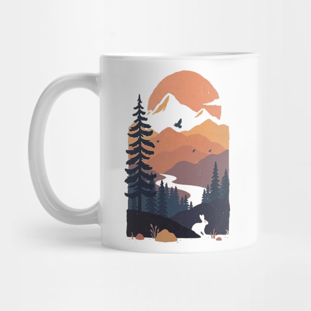 Peaceful Mountain Forest Sunset by wanderfeel